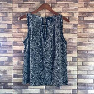 EUC Greylin Silk Blouse Sleevless Size Large Black And White Tank Top